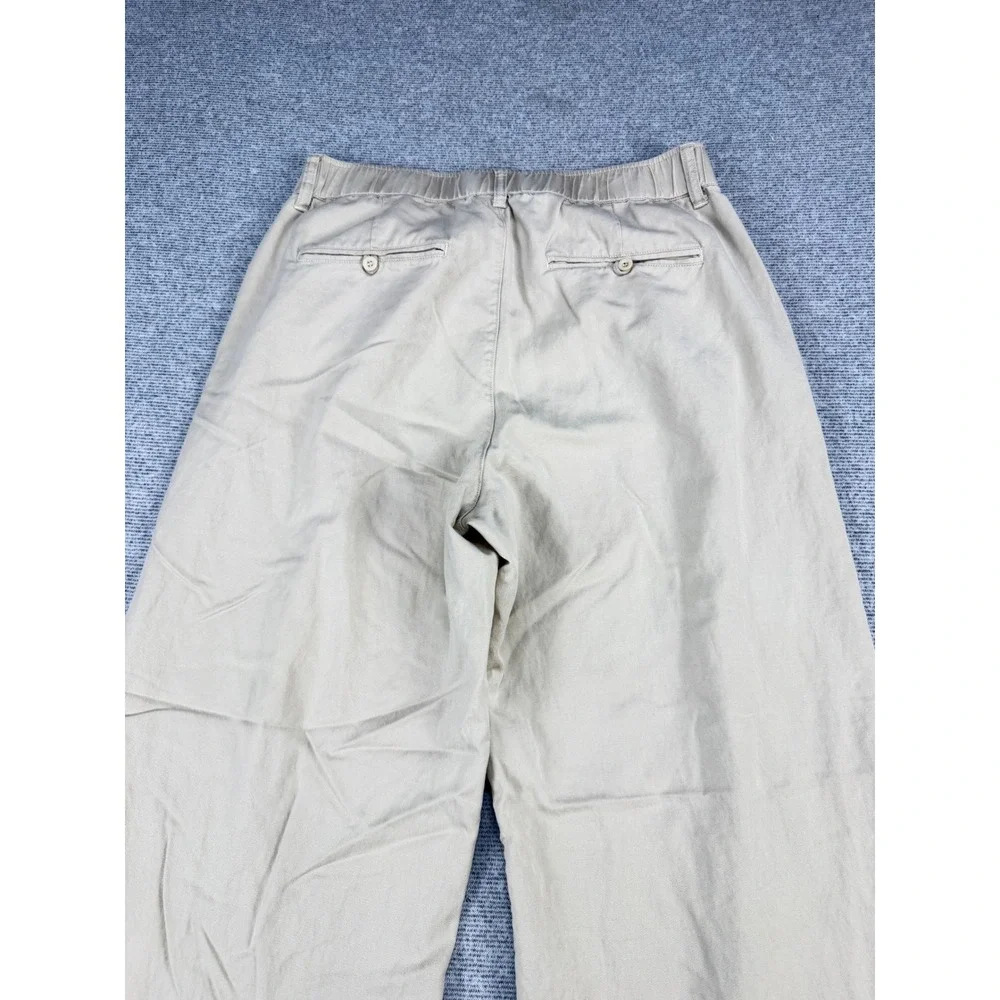 Quince Drapey Twill Pleated Trouser Oatmilk Beige Wide Leg Pants 8